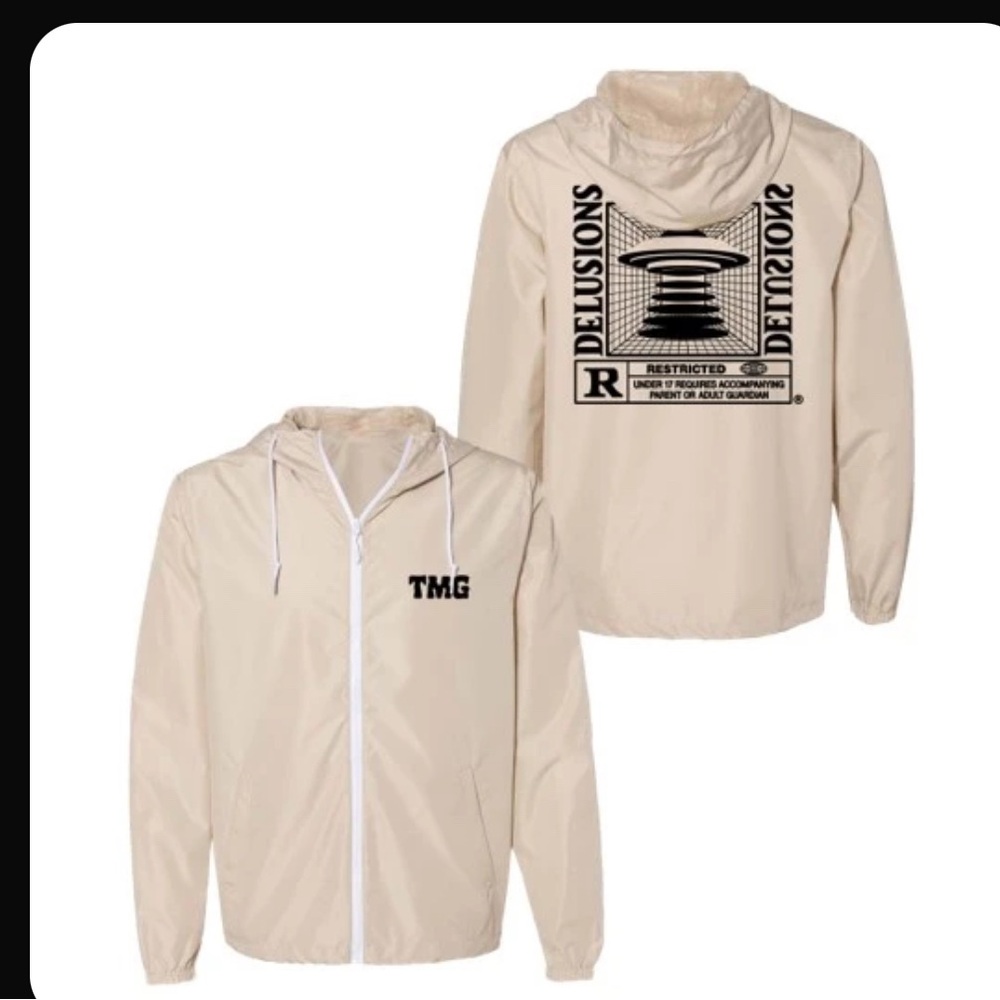 Tiny Meat Gang TMG Studios Delusions Khaki Windbreaker Jacket Size Large